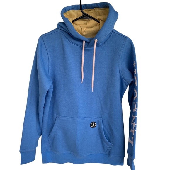Lincoln Outfitters Sweatshirt Small Hoodie Hooded Pullover Men Blue Arm Logo - Picture 1 of 8
